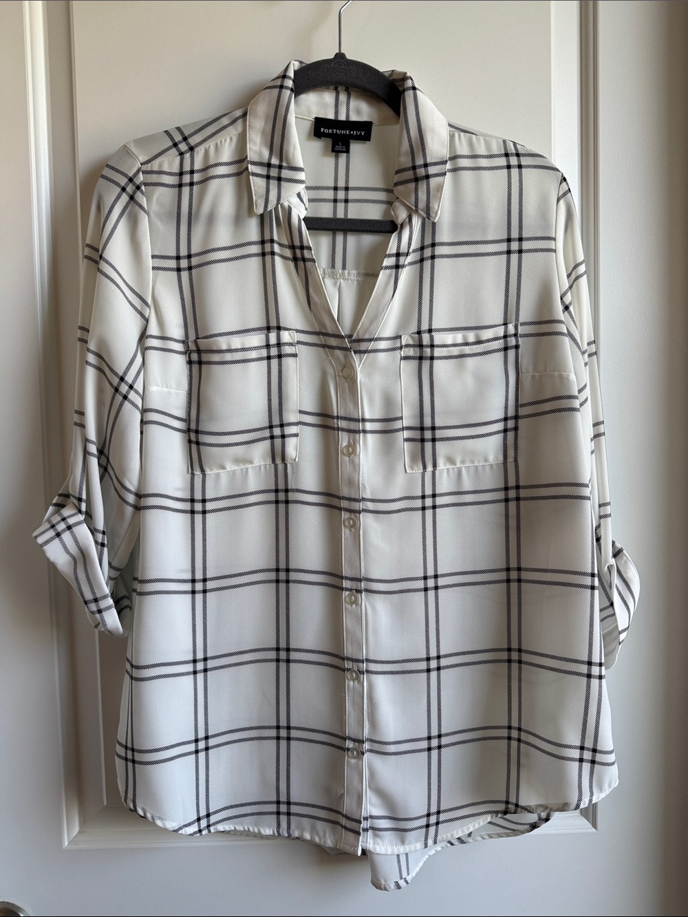 Portmans White Plaid Button-Down Shirt